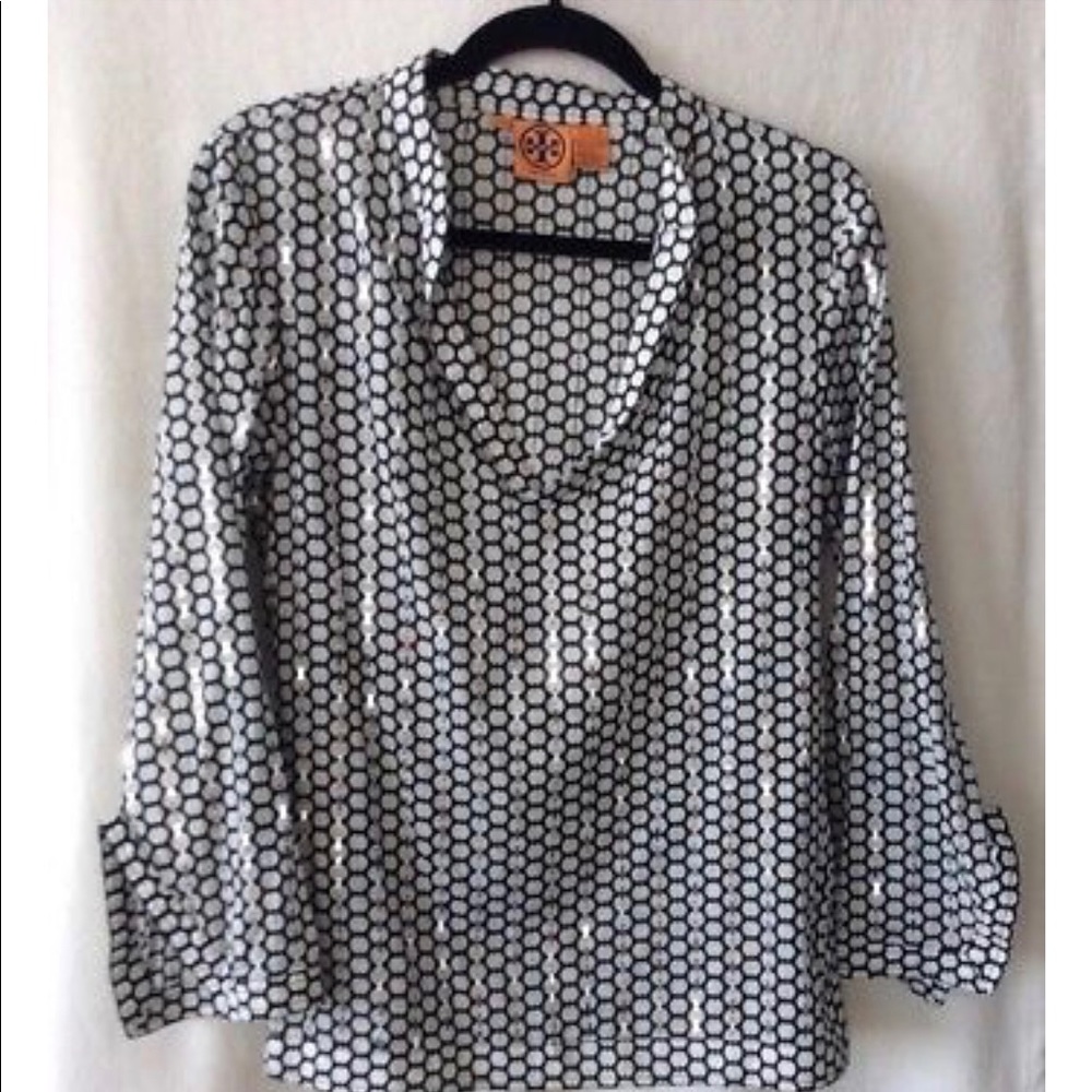 Tory Burch Black and White Sequins Tunic
